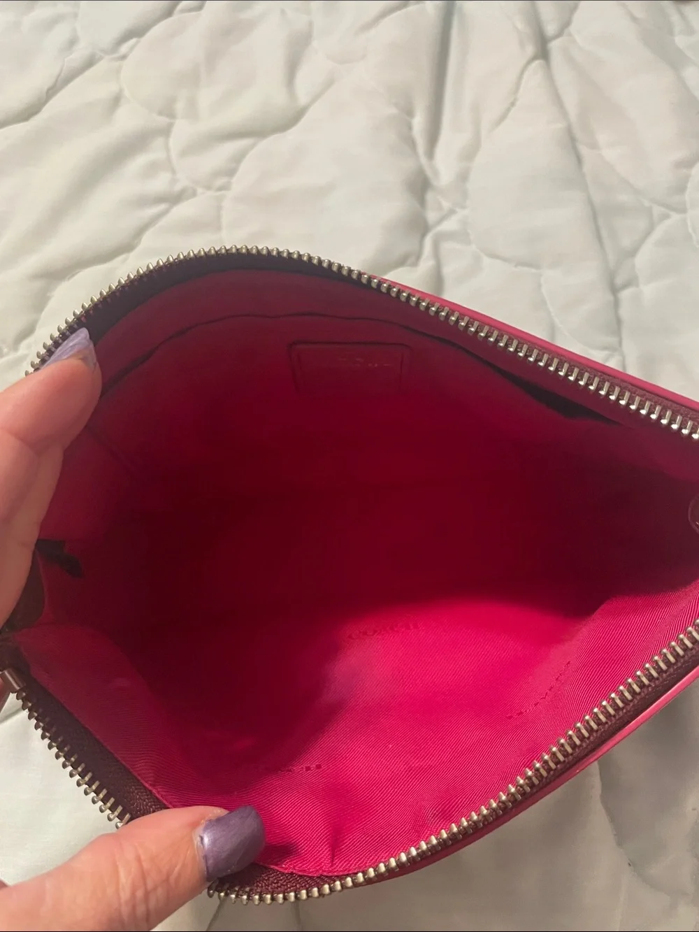 Coach Nolita 24 wristlet pebbled leather burgundy/oxblood